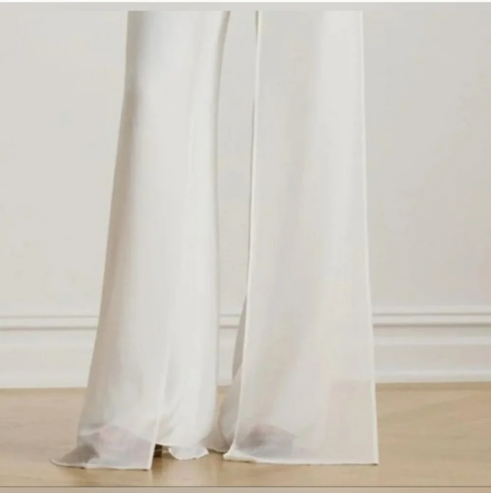 NWT Wide-Leg High Waisted Chiffon Trim White Pants Womens